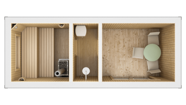 Мобільна баня 2,4х6 з душовою – 14,4 м²