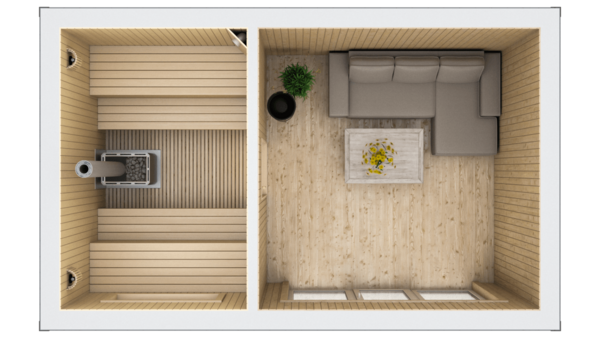 Баня 3,4х5,5м для дачі з кімнатою відпочинку – 18,7 м²