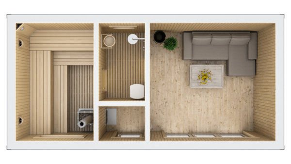 Баня 3,4х7 з тамбуром, душовою і кімнатою відпочинку – 23,8 м²