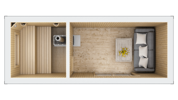 Мобільна баня 2,4х6м з кімнатою відпочинку – 14,4 м²