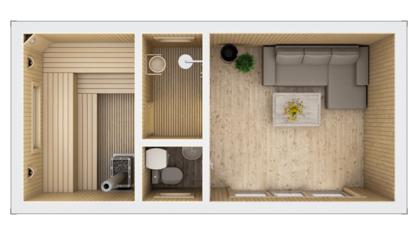 Баня 3,4х7м з душовою, туалетом і кімнатою відпочинку – 23,8 м²