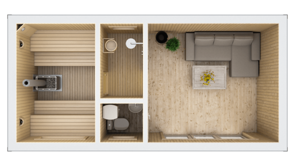 Баня 3,4х7м з душовою і кімнатою відпочинку – 23,8 м²